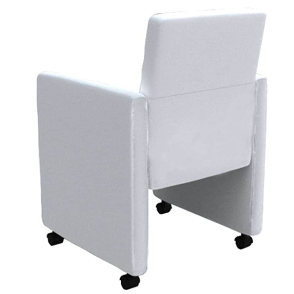 Dining Chairs 4 pcs White Leather