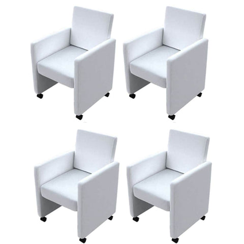 Dining Chairs 4 pcs White Leather