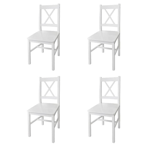 Dining Chairs 4 pcs White Pinewood