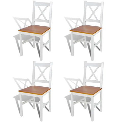 Dining Chairs 4 pcs White Pinewood