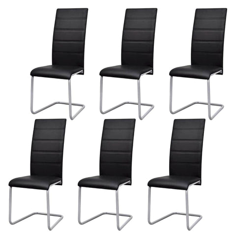 Dining Chairs 6 pcs Black Leather