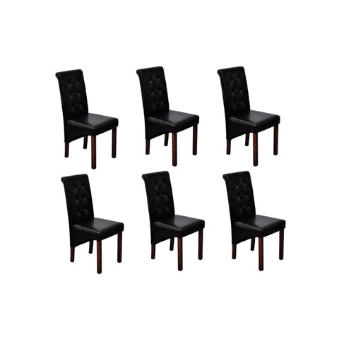 Dining Chairs 6 pcs Black Leather