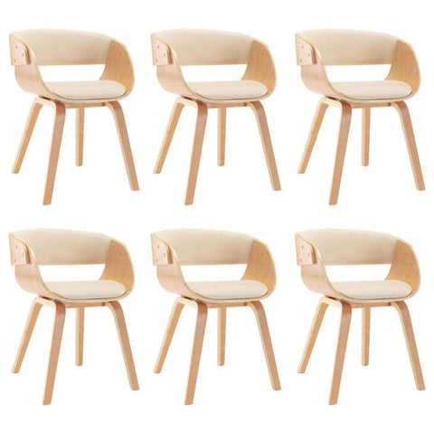 Dining Chairs 6 pcs Cream Bent Wood and Leather