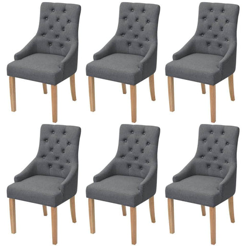 Dining Chairs 6 pcs Dark Grey Fabric