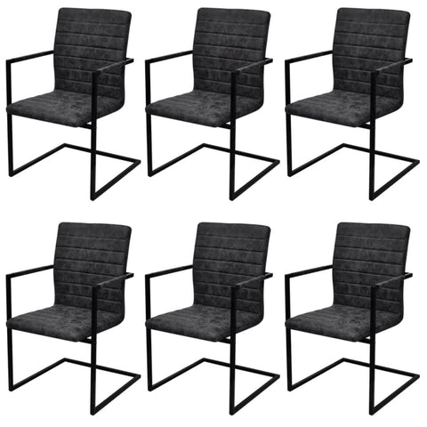 Dining Chairs 6 pcs faux Leather, Black