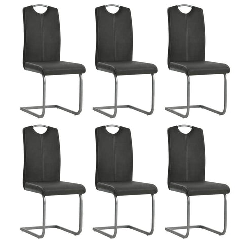 Dining Chairs 6 pcs Grey Leather