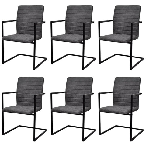 Dining Chairs 6 pcs Grey Leather