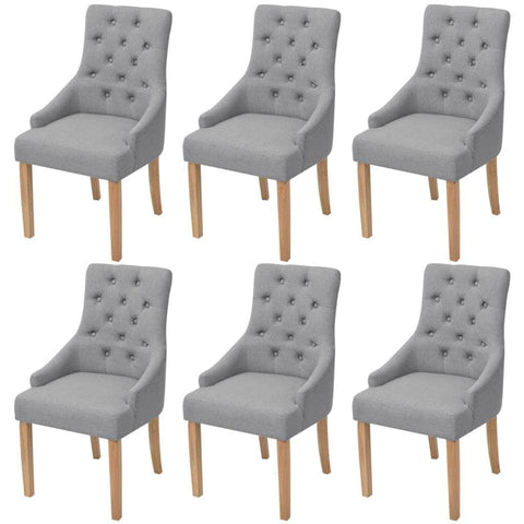 Dining Chairs 6 pcs Light Grey Fabric