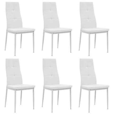 Dining Chairs 6 pcs White Leather