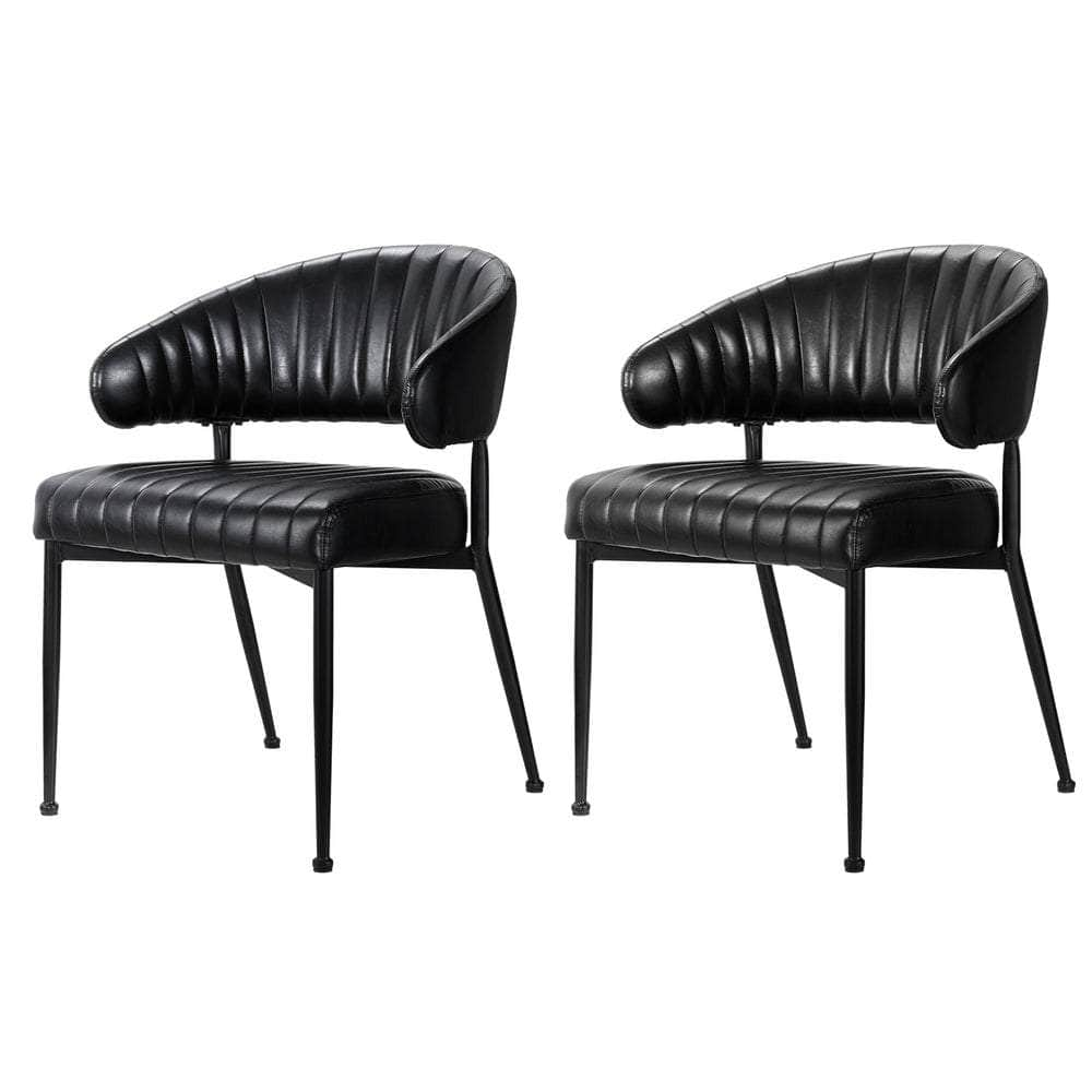 Dining Chairs Black Pu Leather Yolanda