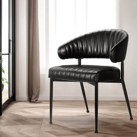 Dining Chairs Black Pu Leather Yolanda