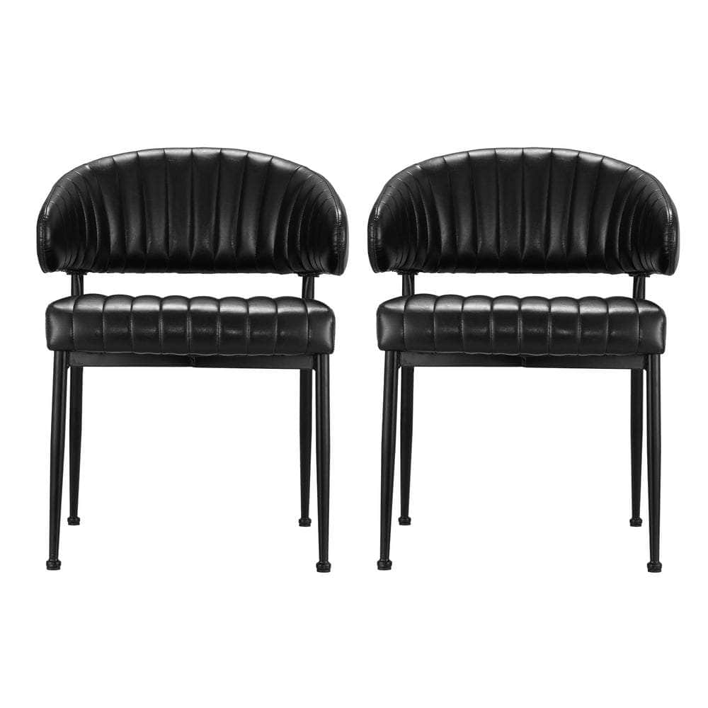 Dining Chairs Black Pu Leather Yolanda