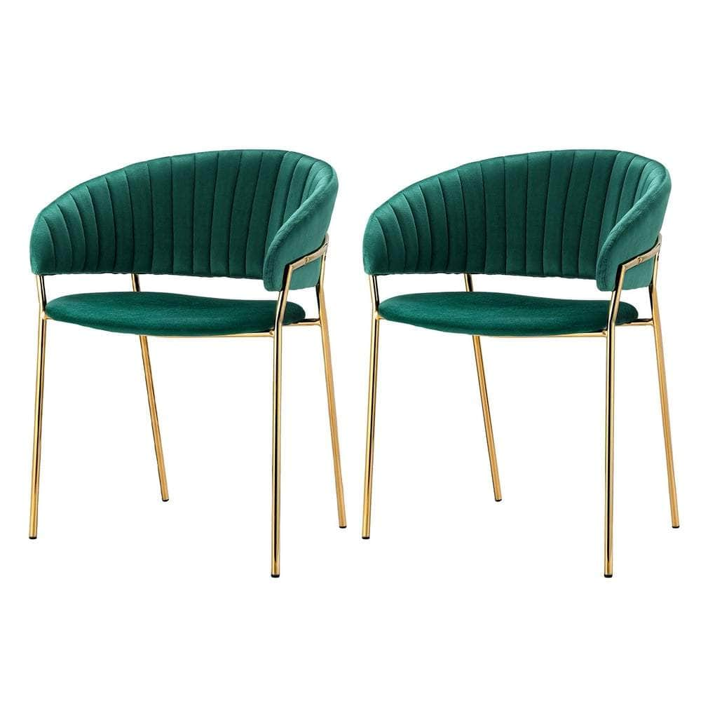 Dining Chairs Green Velvet Upholstered Set Of 2 Dalia