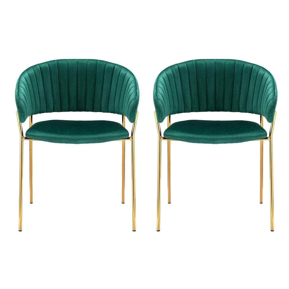 Dining Chairs Green Velvet Upholstered Set Of 2 Dalia