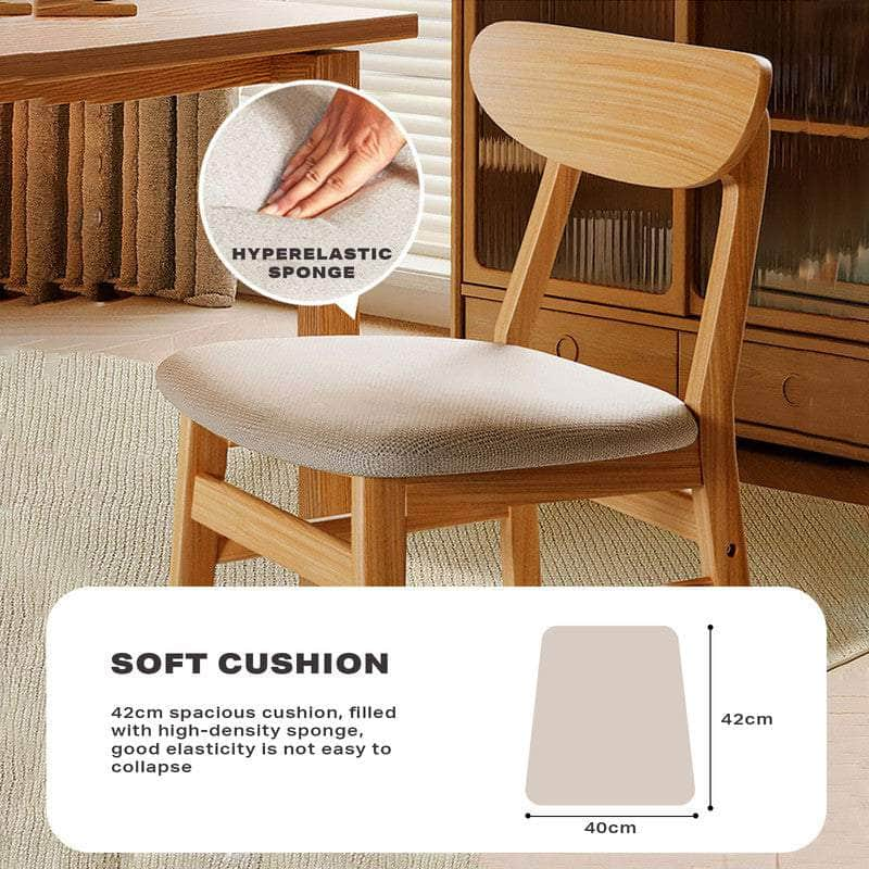 Dining Chairs Kitchen Natural Wood Linen Fabric Cafe Lounge Chairs