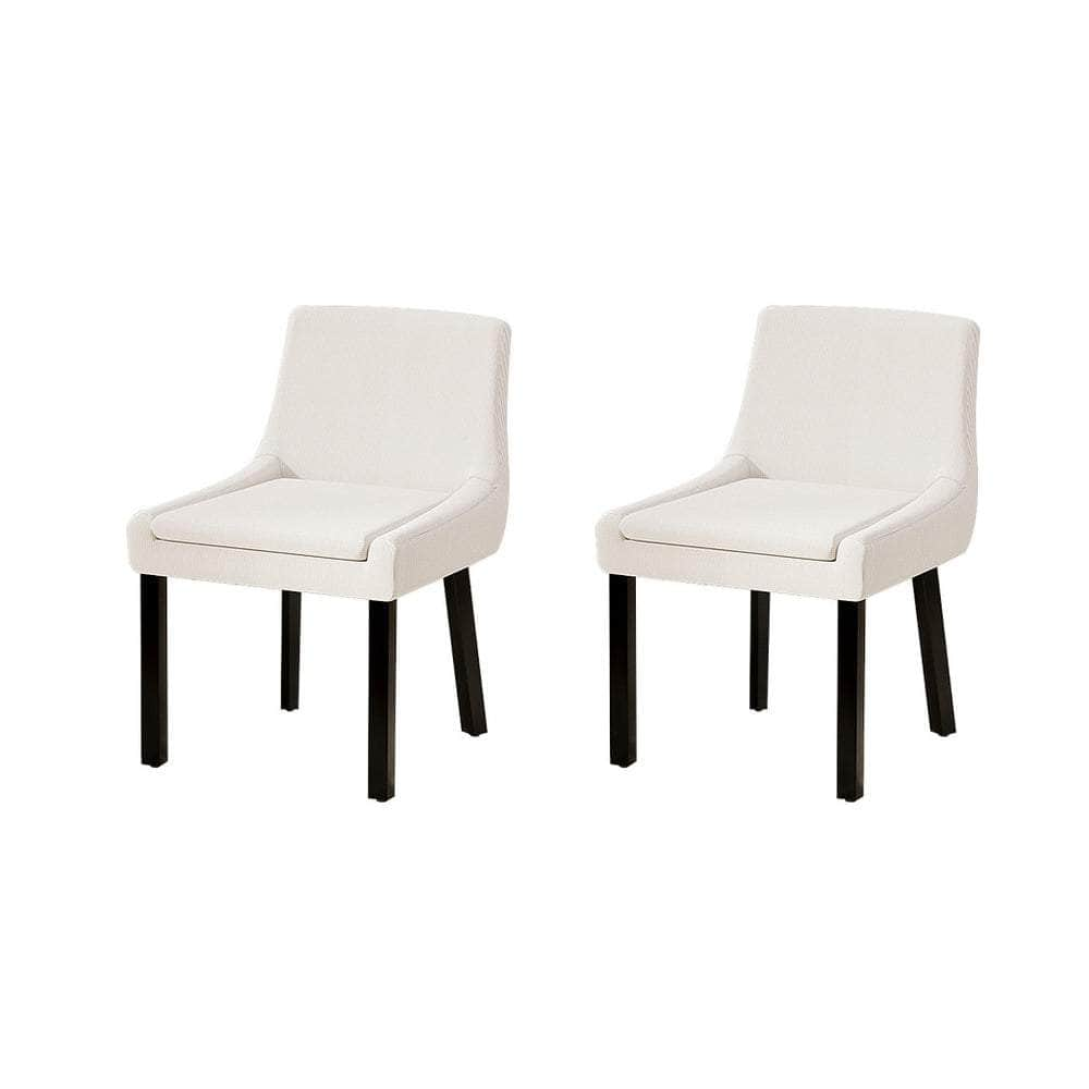 Dining Chairs Set Of 2 Corduroy Wooden Beige