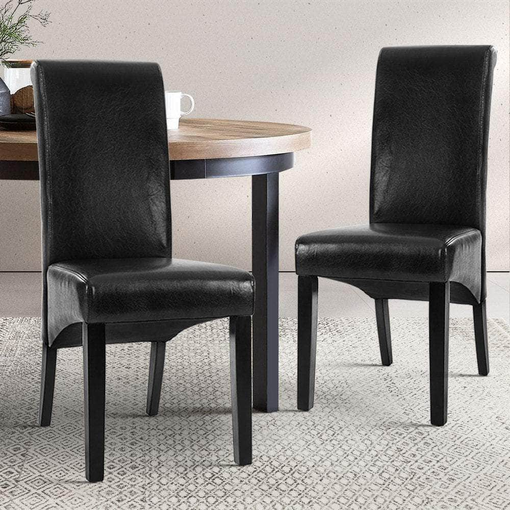 Dining Chairs Set Of 2 Leather Parsons Chair Black