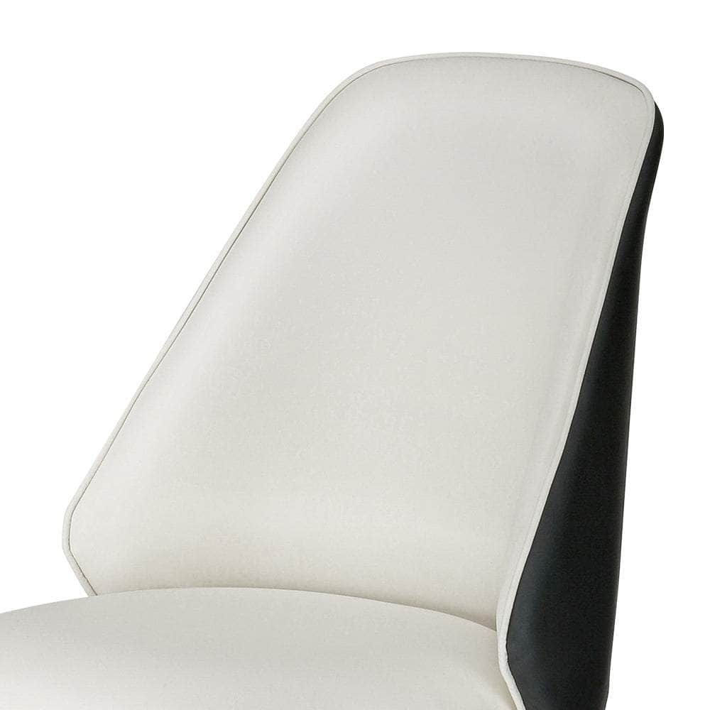 Dining Chairs Set Of 2 Leather Seat White And Black