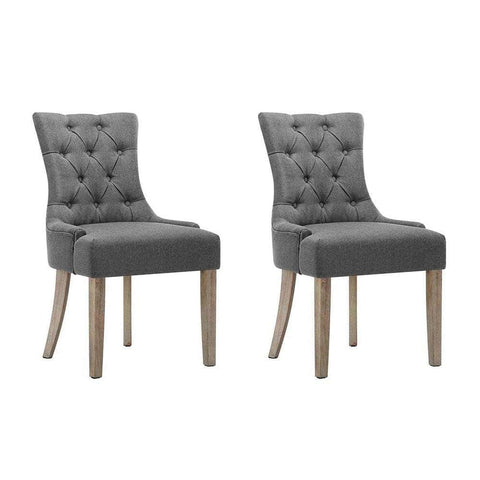 Dining Chairs Set Of 2 Linen French Provincial Grey