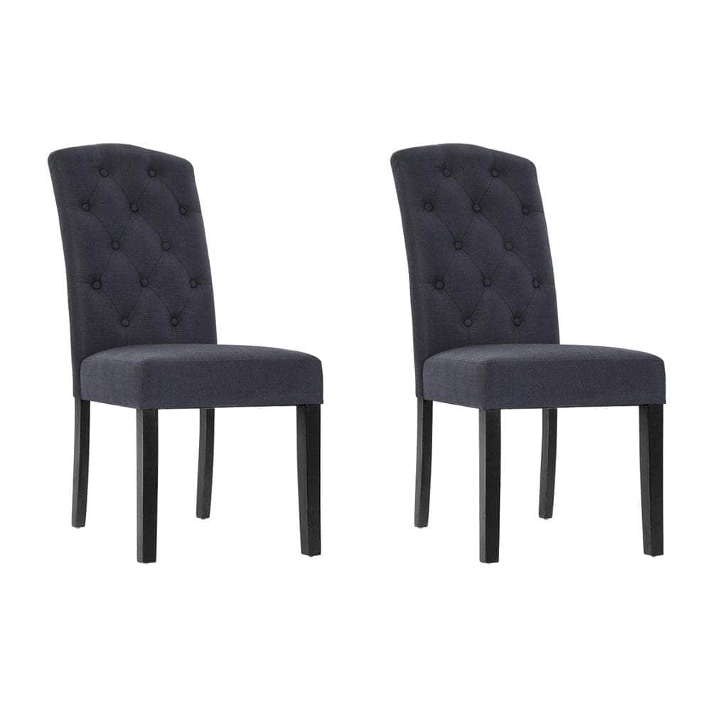 Dining Chairs Set Of 2 Linen Parsons Chair Dark Grey