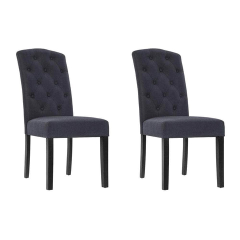 Dining Chairs Set Of 2 Linen Parsons Chair Dark Grey