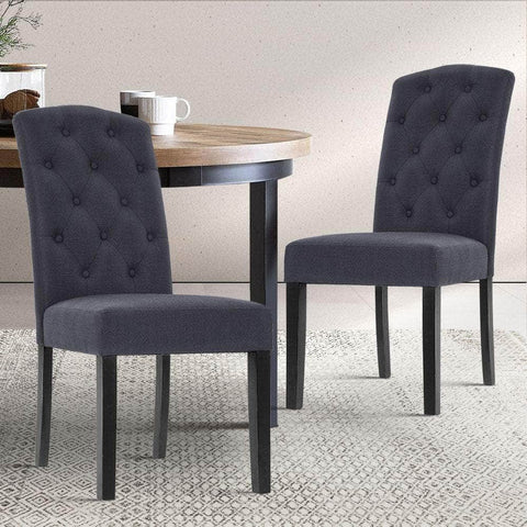 Dining Chairs Set Of 2 Linen Parsons Chair Dark Grey