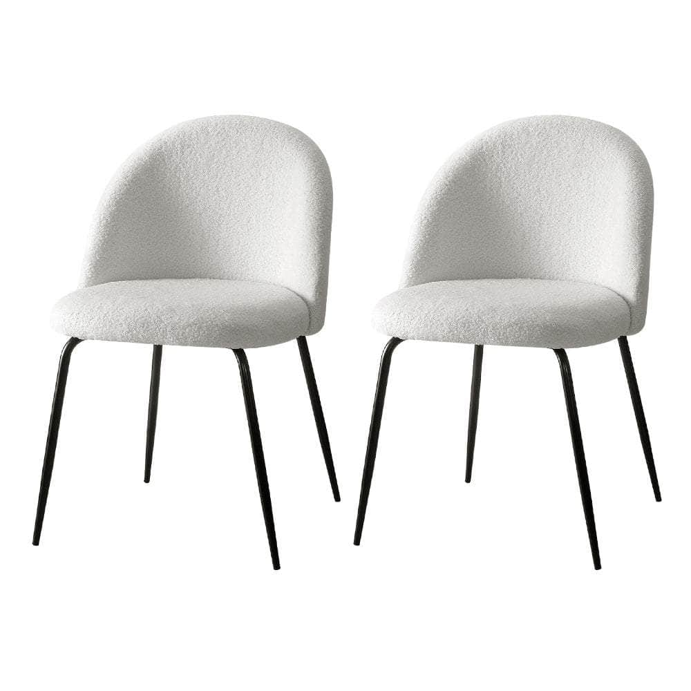 Dining Chairs Set Of 2 Sherpa Boucle White