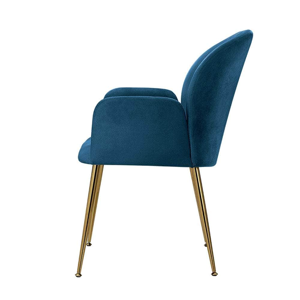 Dining Chairs Set Of 2 Velvet Armchair Blue