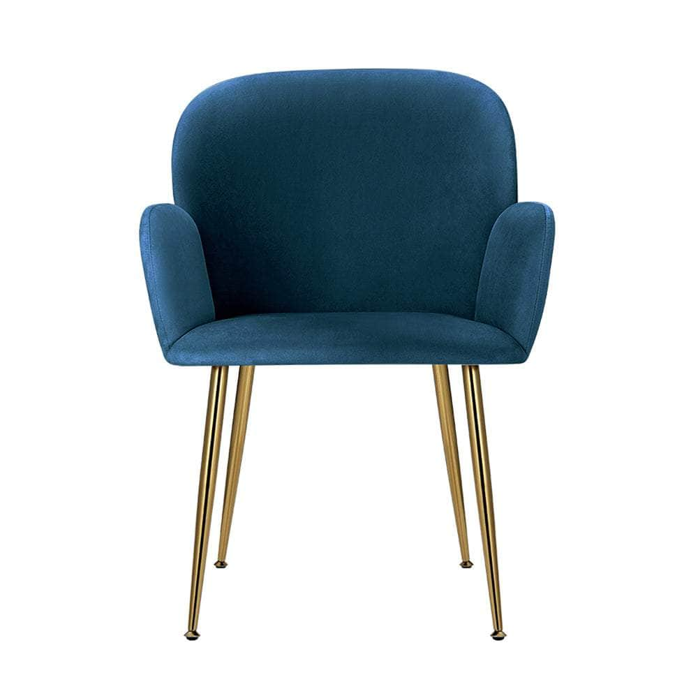 Dining Chairs Set Of 2 Velvet Armchair Blue