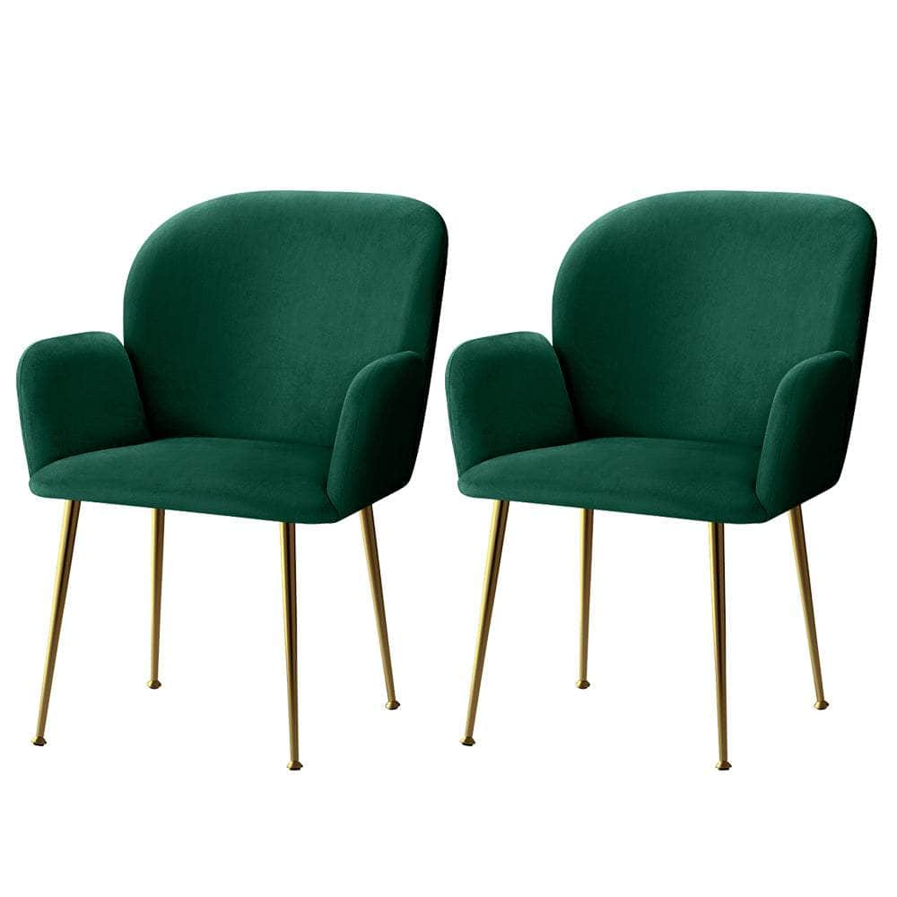 Dining Chairs Set Of 2 Velvet Armchair Green