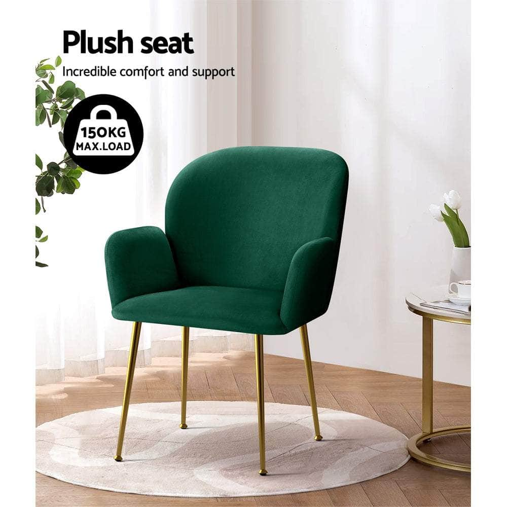 Dining Chairs Set Of 2 Velvet Armchair Green