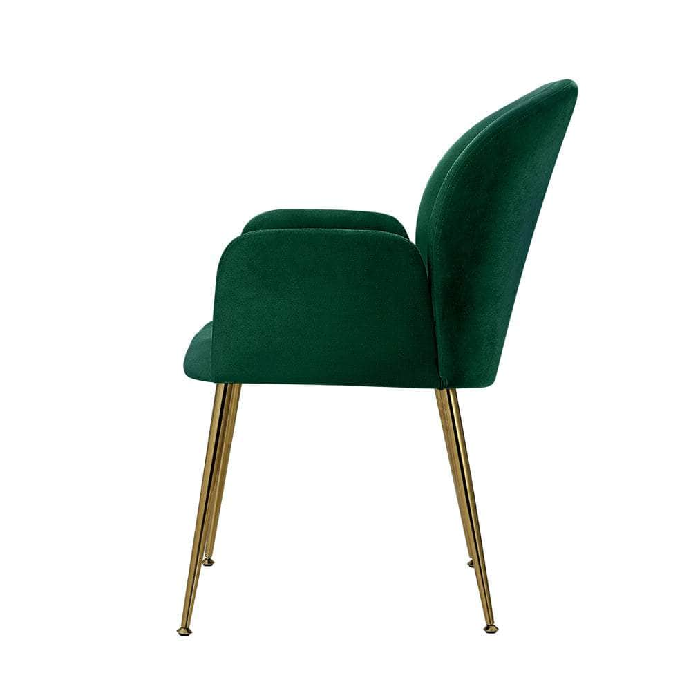 Dining Chairs Set Of 2 Velvet Armchair Green