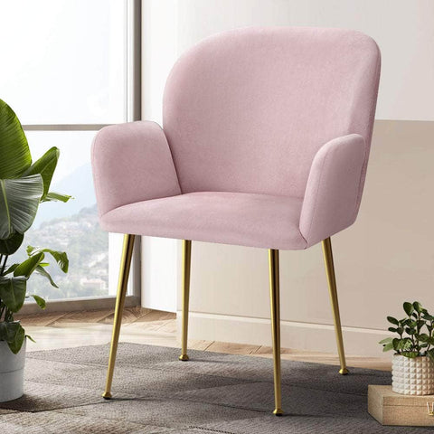 Dining Chairs Set Of 2 Velvet Armchair Pink