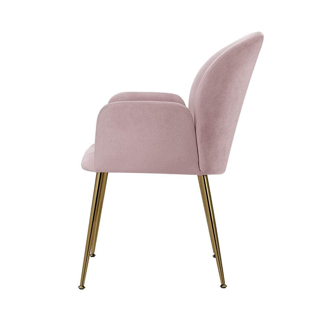 Dining Chairs Set Of 2 Velvet Armchair Pink