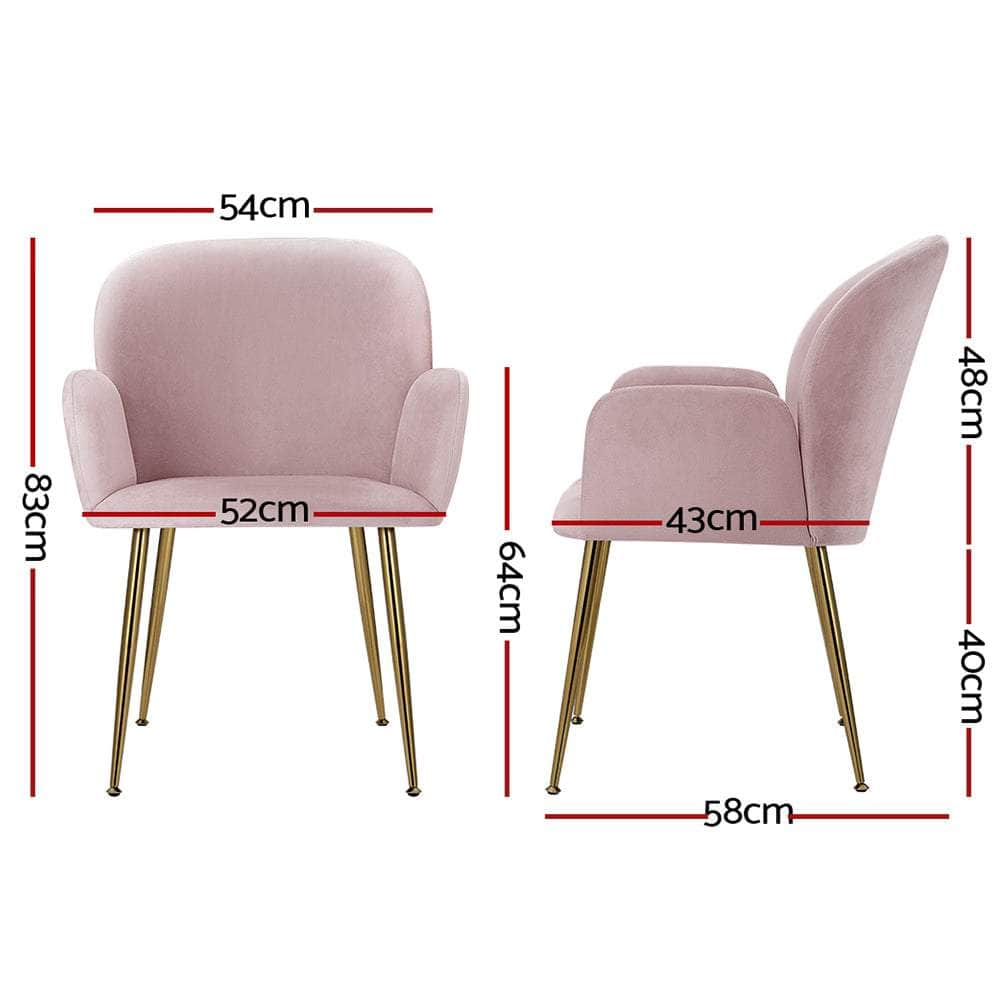 Dining Chairs Set Of 2 Velvet Armchair Pink