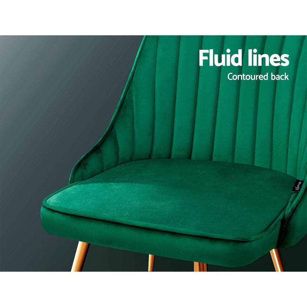 Dining Chairs Set Of 2 Velvet Channel Tufted Green