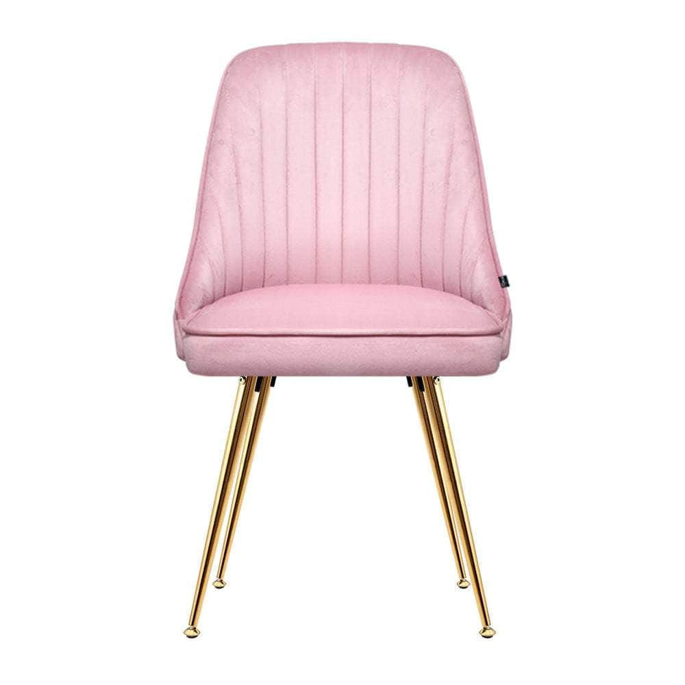 Dining Chairs Set Of 2 Velvet Channel Tufted Pink