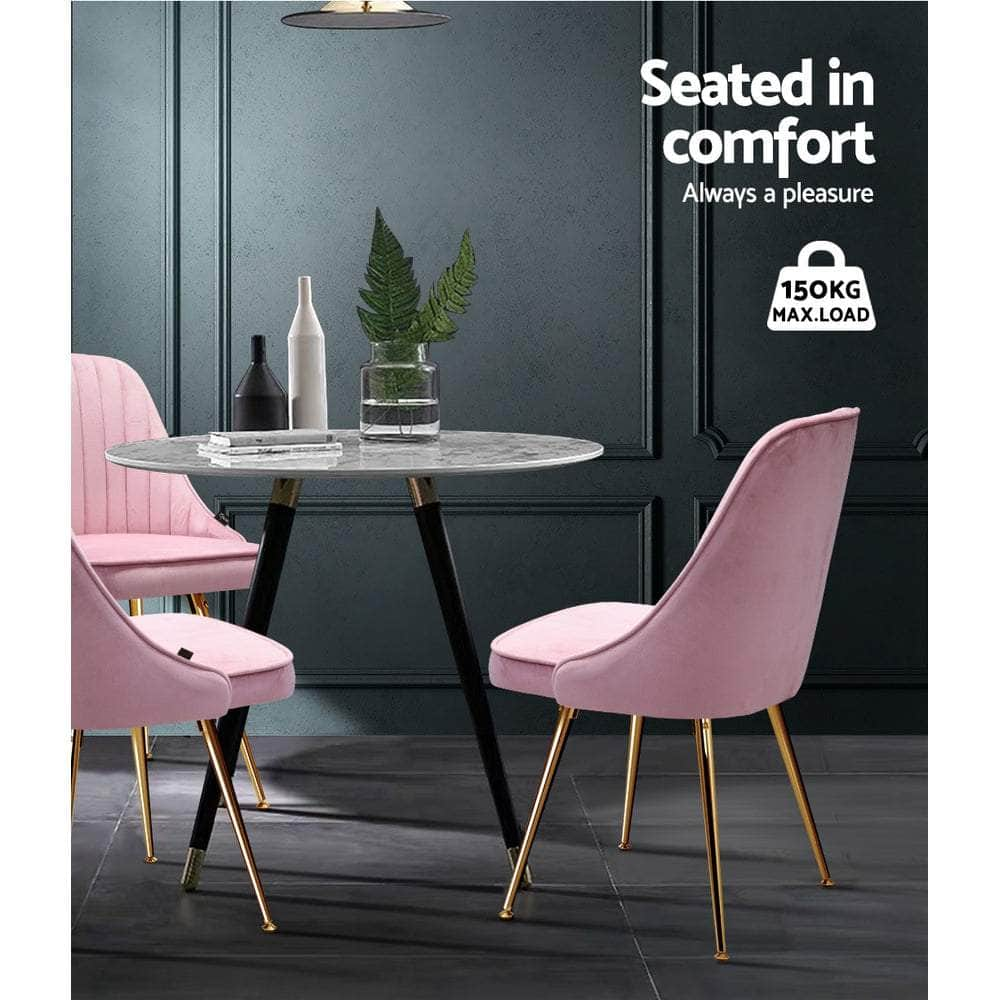 Dining Chairs Set Of 2 Velvet Channel Tufted Pink