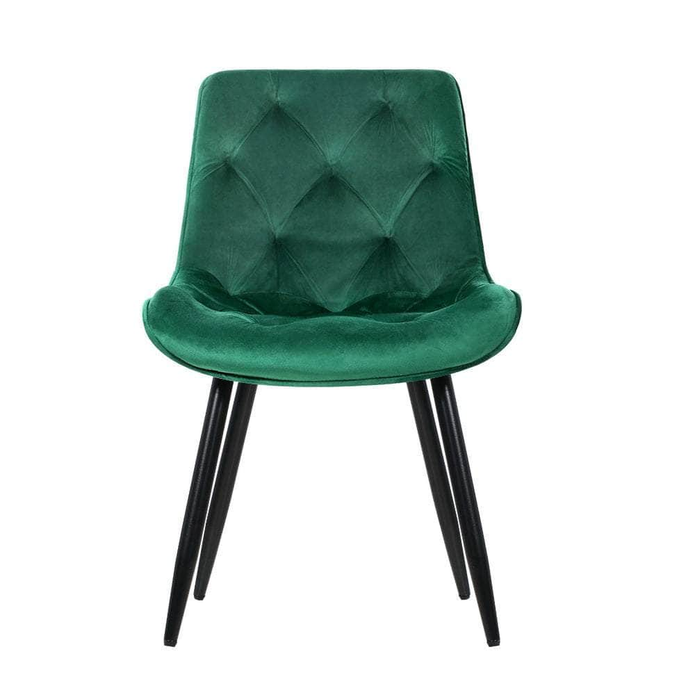 Dining Chairs Set Of 2 Velvet Diamond Tufted Green