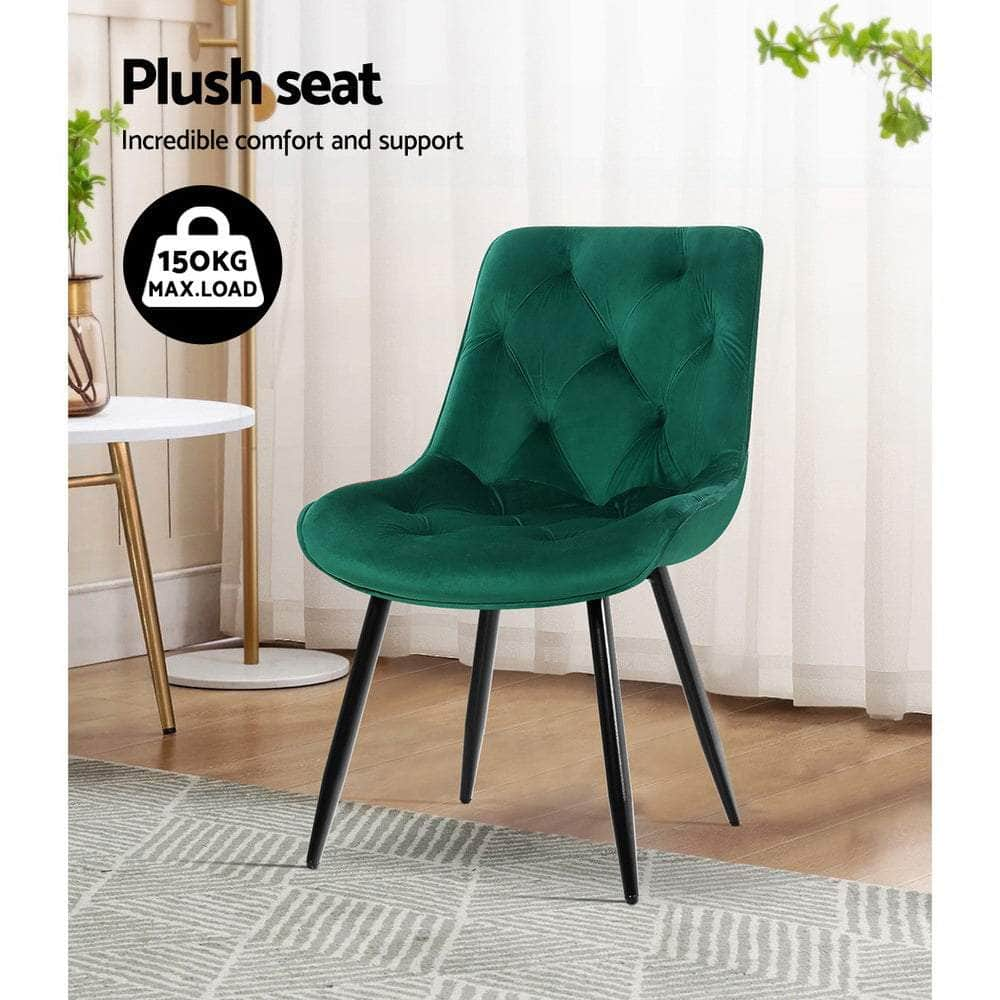 Dining Chairs Set Of 2 Velvet Diamond Tufted Green