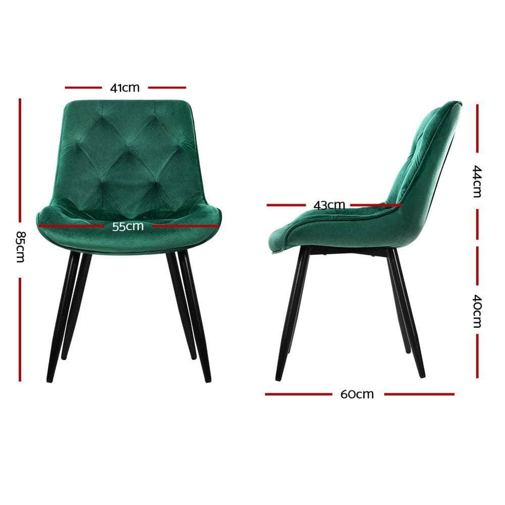 Dining Chairs Set Of 2 Velvet Diamond Tufted Green