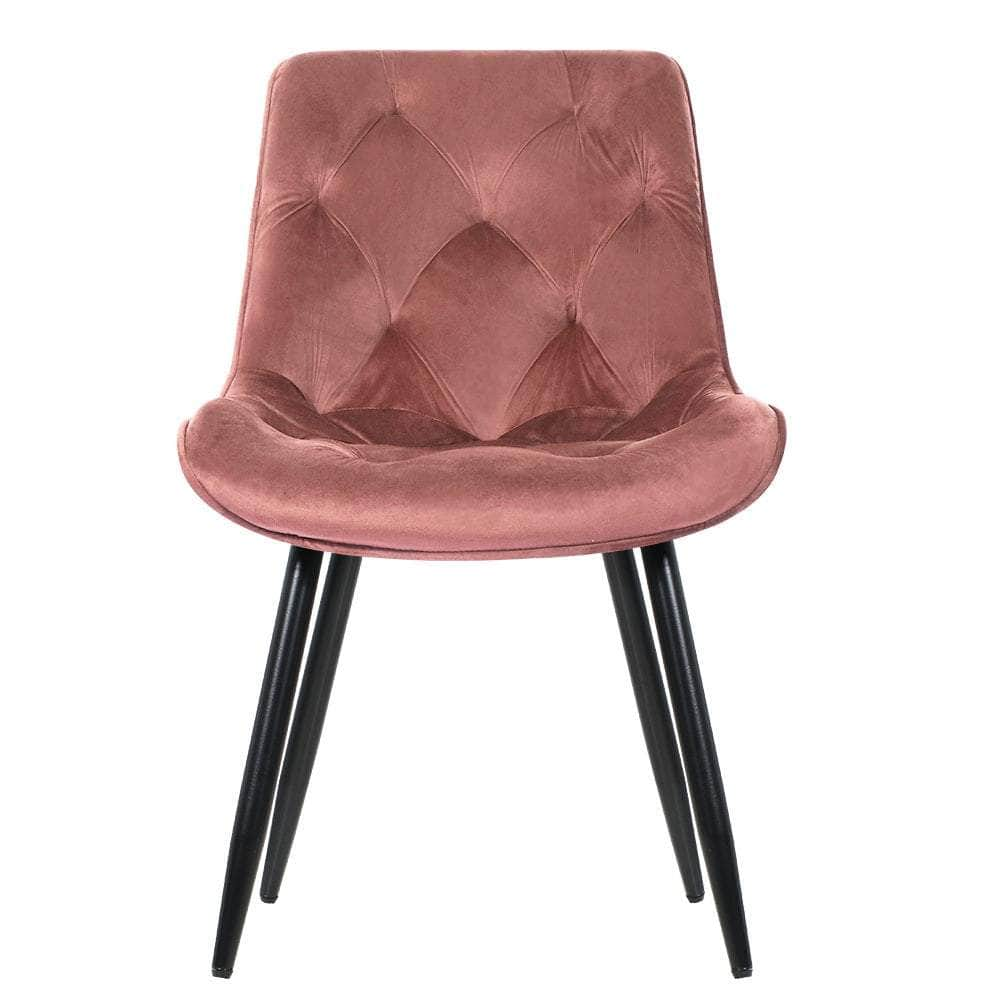 Dining Chairs Set Of 2 Velvet Diamond Tufted Pink