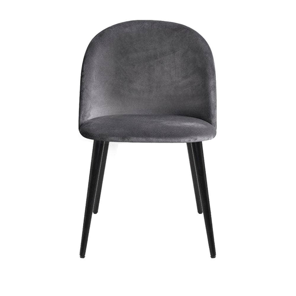 Dining Chairs Set Of 2 Velvet Solid Curved Dark Grey