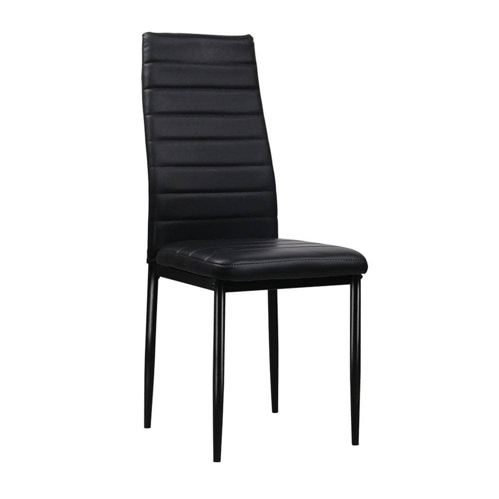 Dining Chairs Set Of 4 Leather Channel Tufted Black