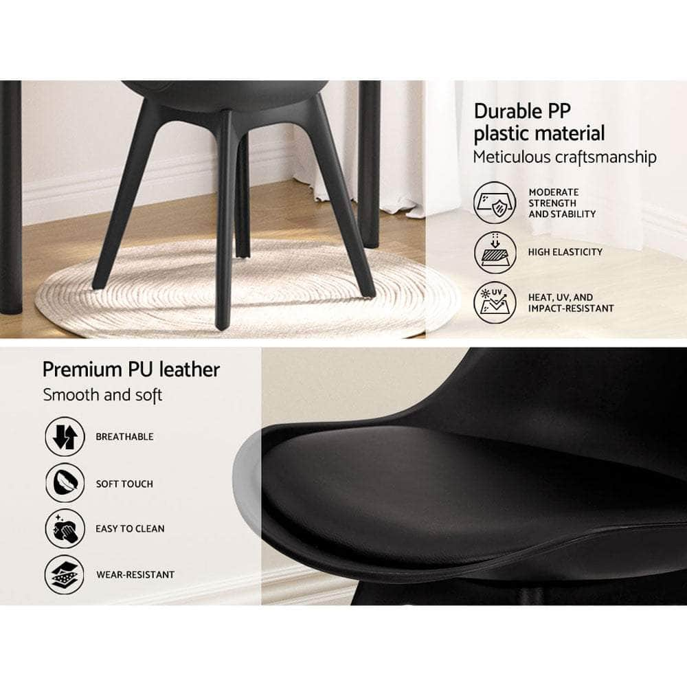 Dining Chairs Set Of 4 Leather Plastic Dsw Replica Black