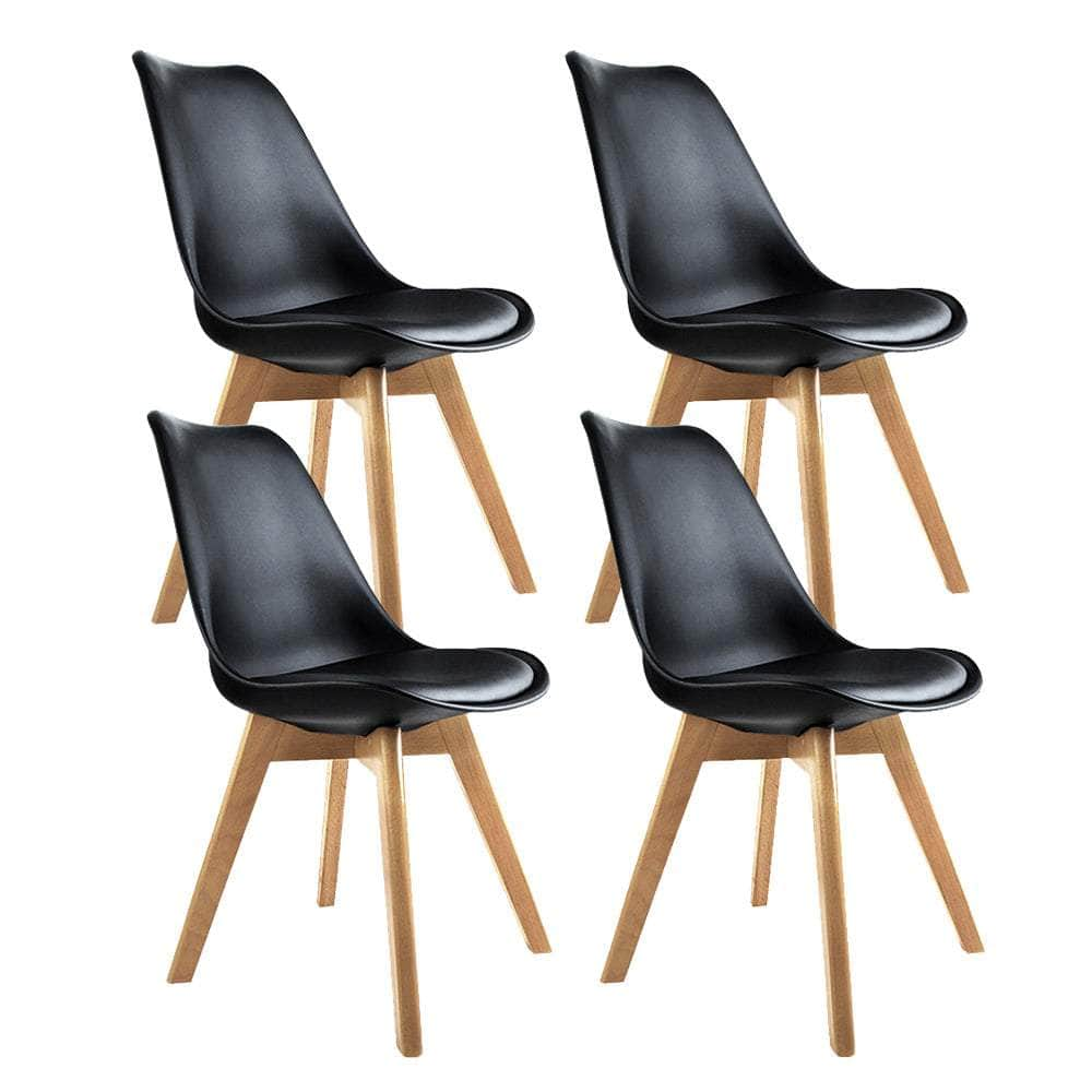 Dining Chairs Set Of 4 Leather Plastic Dsw Replica Wooden Black