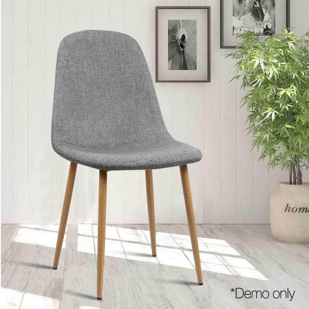 Dining Chairs Set Of 4 Linen Curved Slope Grey