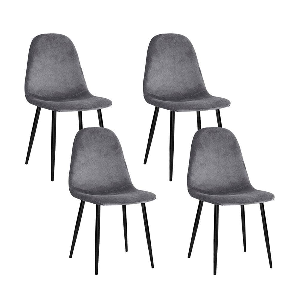 Dining Chairs Set Of 4 Velvet Curved Slope Grey