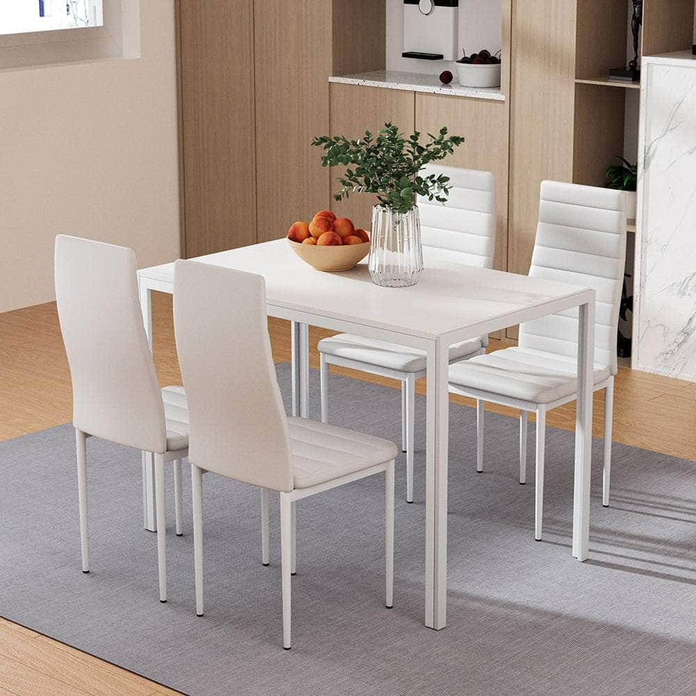 Dining Chairs & Table Dining Set 4/6 Chair Set Of 5/7 Wooden Top White/Black