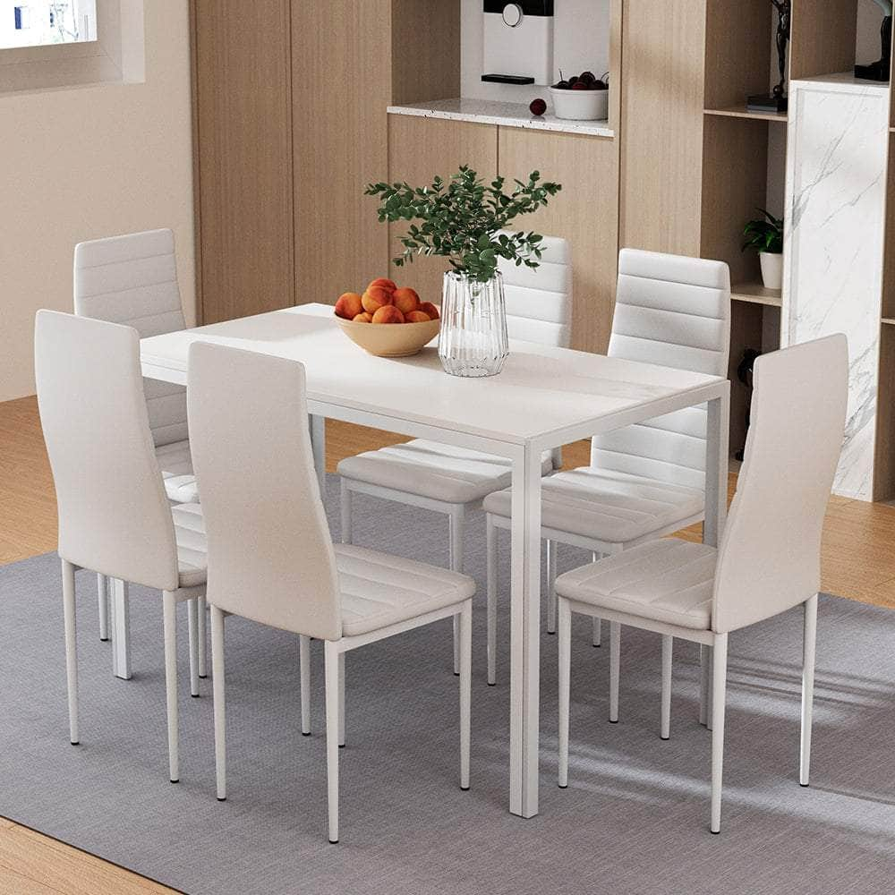 Dining Chairs & Table Dining Set 4/6 Chair Set Of 5/7 Wooden Top White/Black